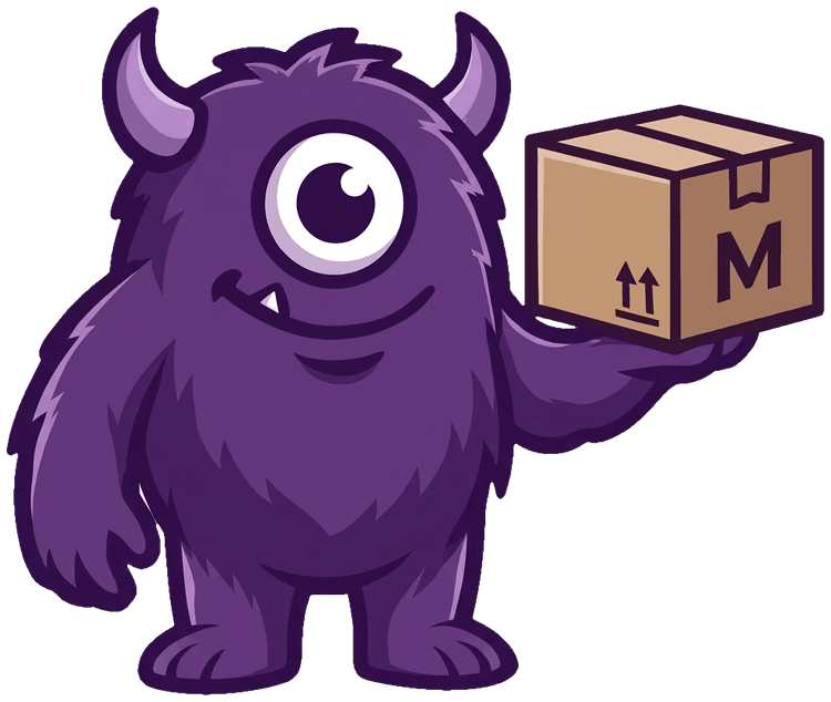 Monster hält Karton